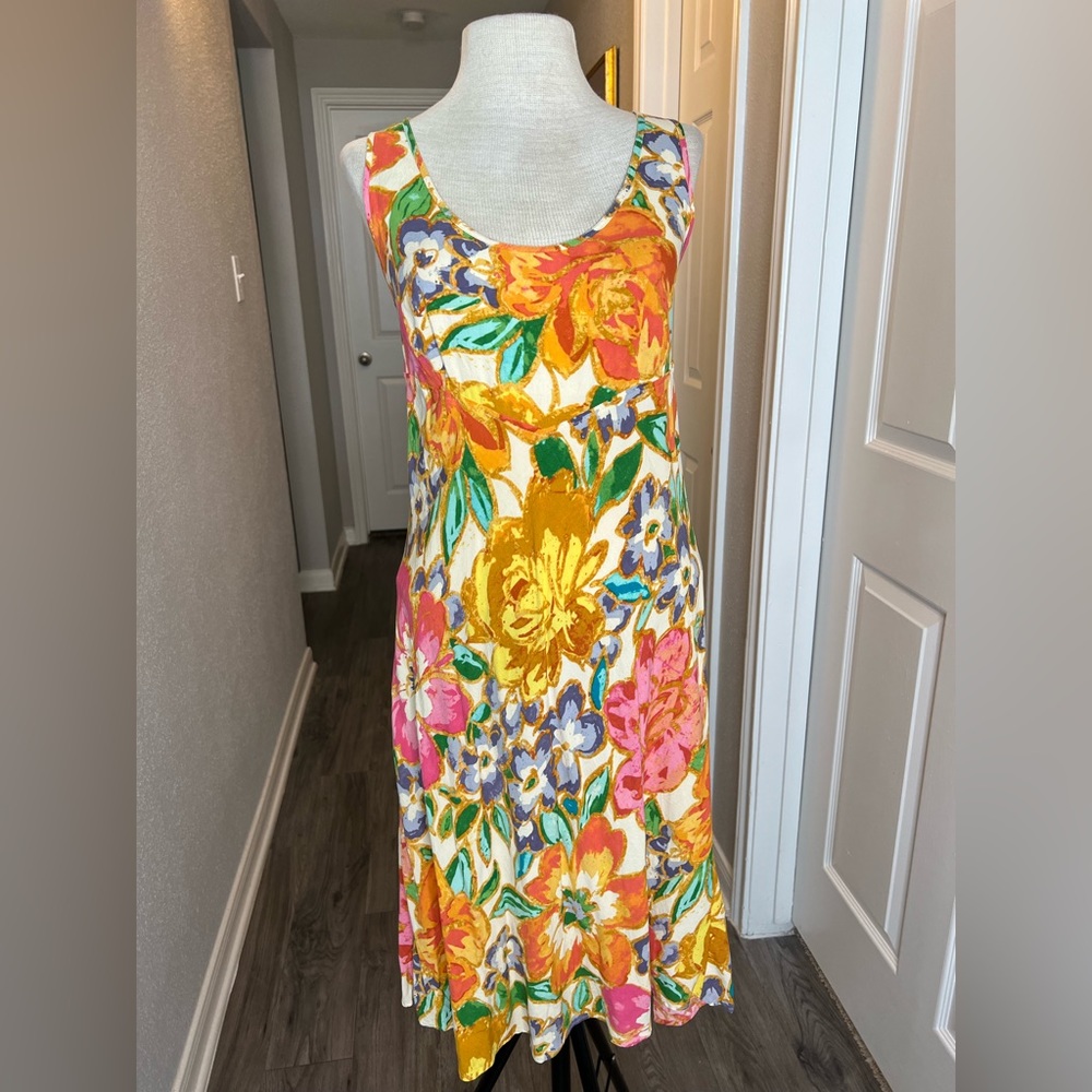 Jams World Bright Floral Tank Dress in Yellow, Pink, Green, Blue